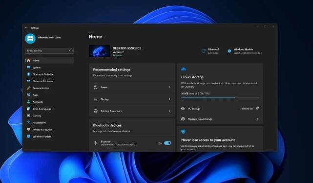 Windows 11 Enterprise/Edu may get Settings “Home” with Microsoft account ads