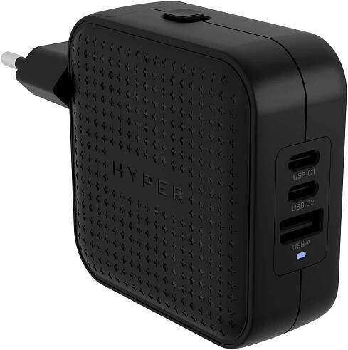 Hyper® HyperJuice® 70W USB-C GaN nabíjecí adaptér (2xUSB-C + 1xUSB-A) černý - Smarty.cz