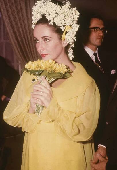 Elizabeth Taylor at her wedding to actor Richard Burton on March 15, 1964.