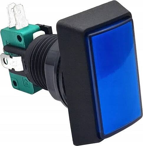Podsvícený přepínač 12V pro hraní konzolí a strojů, obdélníkový, modrý, 50C