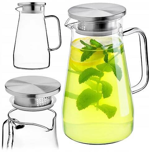 SKLENĚNÁ KONVICE NA ČAJ 1,5 L, ŽÁRUVZDORNÁ NA VODU, NÁPOJE S FILTREM
