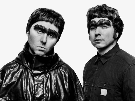 James Buckley and Joe Thomas imitating Liam and Noel Gallagher