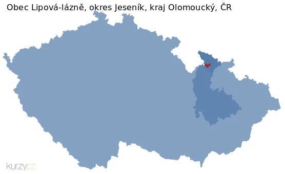 Mapa obce Lipová-lázně, okresu Jeseník a kraje v ČR