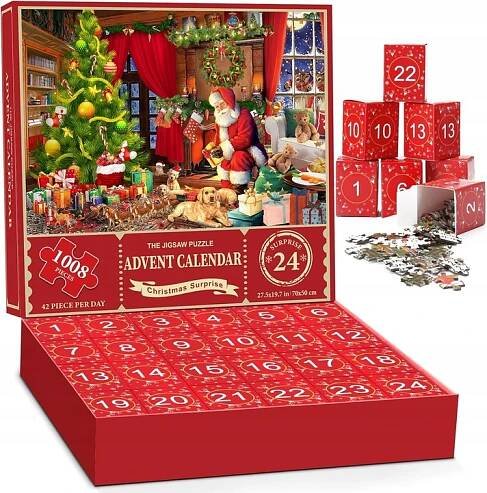 Adventní kalendář Puzzle 1008 dílků 24 dní Rodinné svátky Skládání