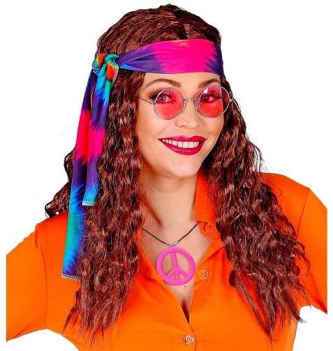 Růžový Hippie medailon Peace | Retro párty - PARTYZON.cz