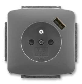 Zásuvka ABB Tango 5569A-A02357 S2 kouřově šedá s USB nabíjením
