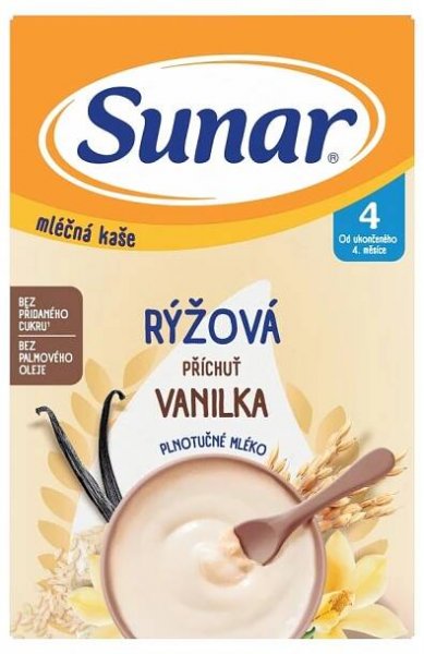 Sunar Mléčná kaše rýžová příchuť vanilka