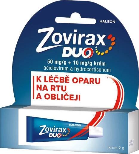 Zovirax Duo 50 mg/g + 10 mg/g krém při oparech na rtu 2 g