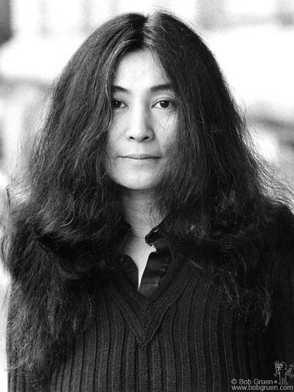 Yoko Ono in black ribbed sweater in Central Park, NY. April 2, 1973. Image #: R-3 © Bob Gruen