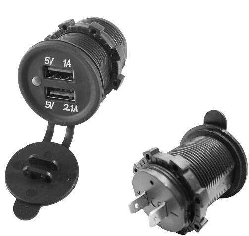 Vestavná dvojitá zásuvka USB s krytkou 12/24V - Onpira.cz