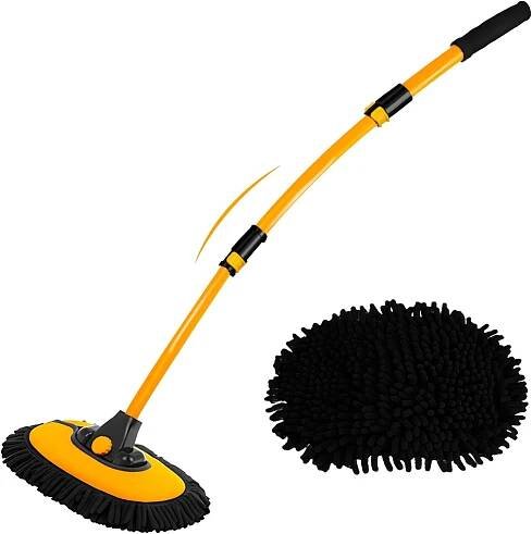 TELESKOPICKÝ KARTÁČ NA MYTÍ AUTA, HLINÍK, 102 CM, S HLAVICÍ MOPU