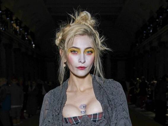 Paris Jackson embraces vibrant yellow eyeshadow look at Vivienne Westwood's Paris Fashion Week show