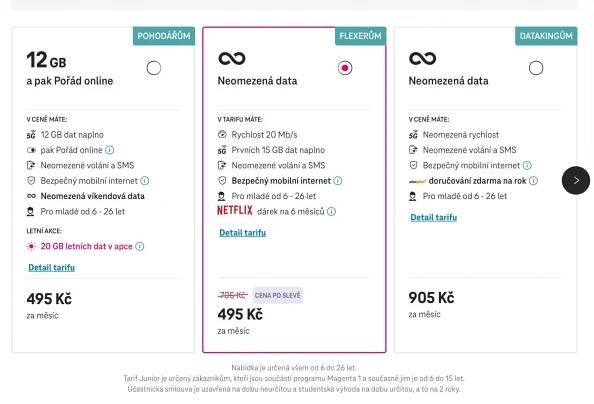 Střední tarif T-Mobile NextU s Netflixem na půl roku zdarma