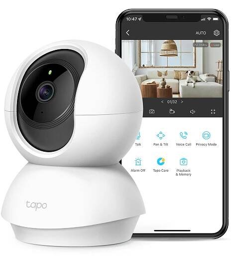 TP-Link Tapo 2K Pan/Tilt Indoor Security WiFi Camera, Baby & Pet Camera w/ 360° Motion Tracking, 2-Way Audio, Night Vision, Cloud & Local Storage (Up to 256 GB), Works w/Alexa & Google (Tapo C210)