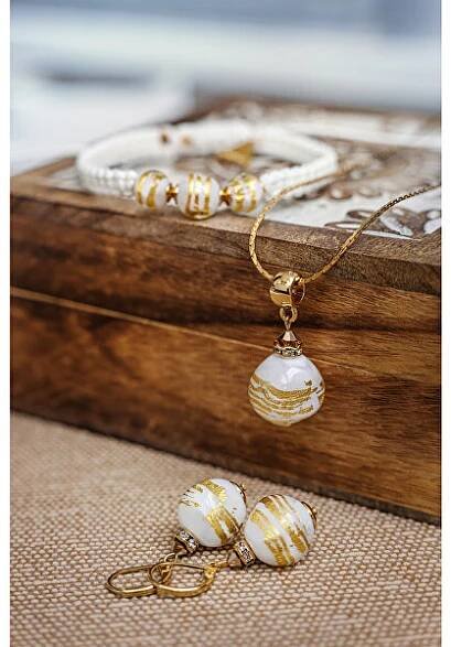 Náušnice Icy Treasure s 24karátovým zlatem v perlách Lampglas - Lampglas