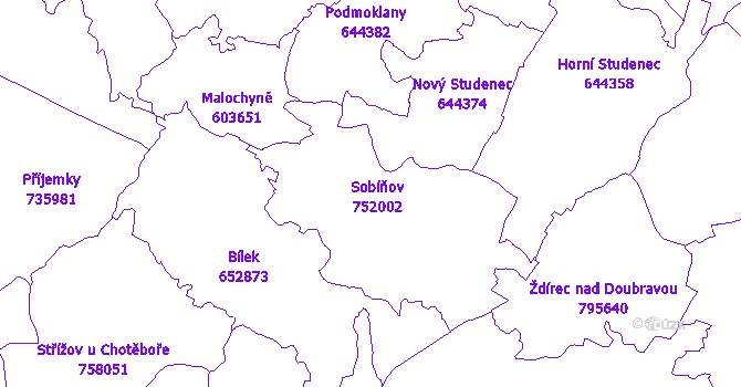 Katastrální mapa Sobíňov