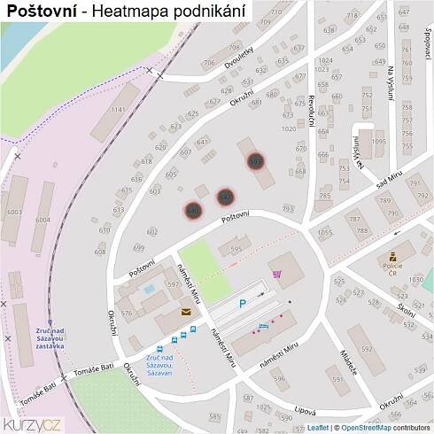 Mapa Poštovní - Firmy v ulici.