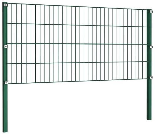 Plotový panel se sloupky, železný, 5,1 x 0,8 m, zelený Délka 1 m