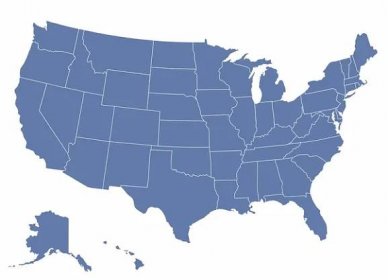 Vektorová mapa Spojených států amerických — Stockový vektor