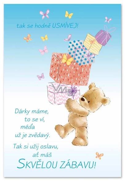 Ditipo Playing birthday card Today is your birthday Méďa Béďa Stanislav Hložek 224 x 157 mm - VMD parfumerie - drogerie