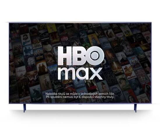 Náhled televize s logem HBO Max na obrazovce