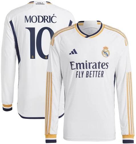 Real Madrid adidas Home Authentic Shirt 2023-24 - Long Sleeve with Modric 10 printing