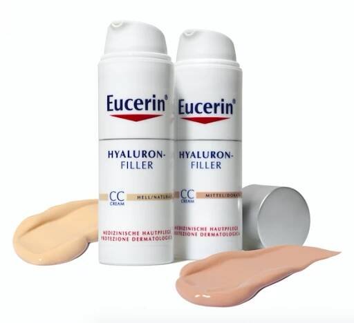 Hyaluron-Filler CC krém okamžitě zakrývají nedokonalosti pleti, sjednocují tón pleti a dodávají jí zářivý vzhled, Eucerin, 735 Kč.