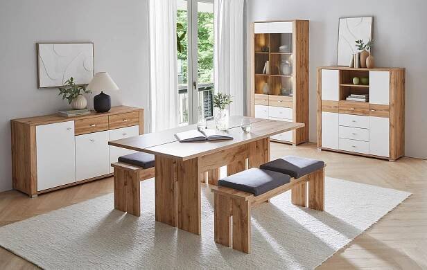 HIGHBOARD  in 114/123/38 cm  - Chromfarben/Eichefarben, KONVENTIONELL, Holzwerkstoff/Kunststoff (114/123/38cm) - Ti'me