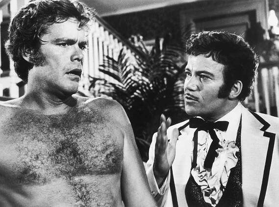 BARBARY COAST, from left: Doug McClure, William Shatner in 'Arson And Old Lace' (Season 1, Episode 9, aired November 14, 1975), 1975-76.
