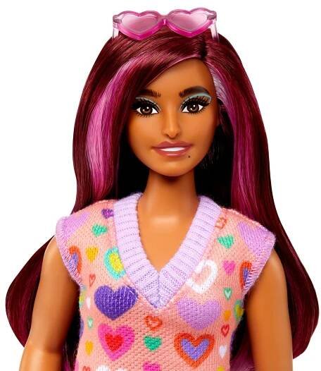 Barbie modelka šaty se sladkými srdíčky