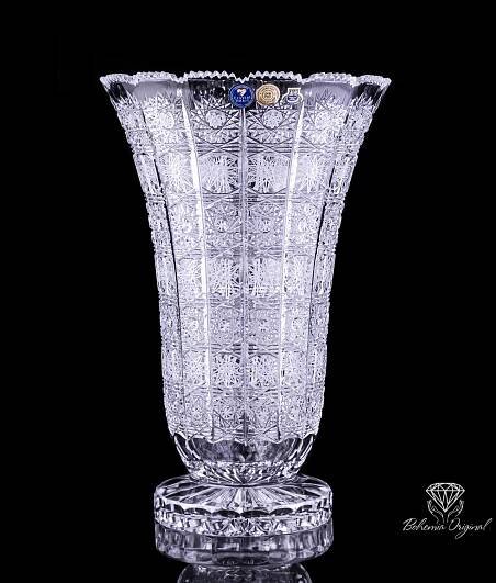 Massive Exclusive H 355 mm Bohemia Crystal Vase – Hand-Cut Czech Masterpiece for Luxurious Décor