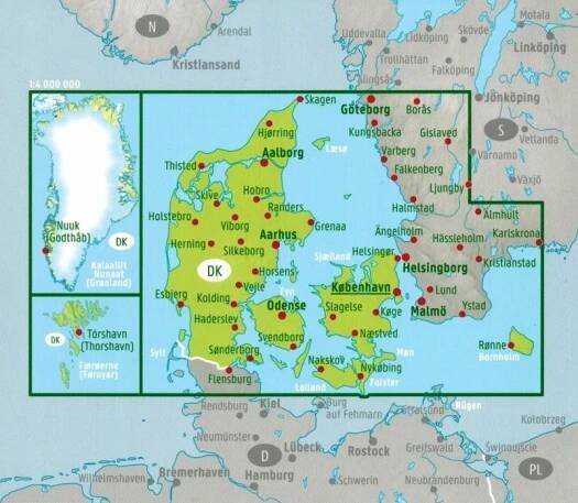 DÁNSKO GRÓNSKO PŘEDNÍ OSTROVY MAPA FB ISBN 9783707921571