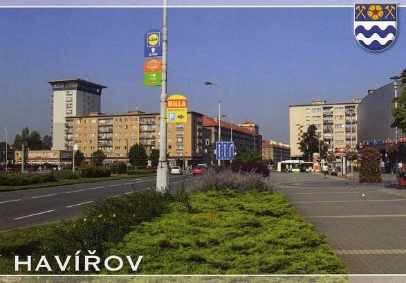 město Havířov - centrum města, erb  - Pohlednice místopis