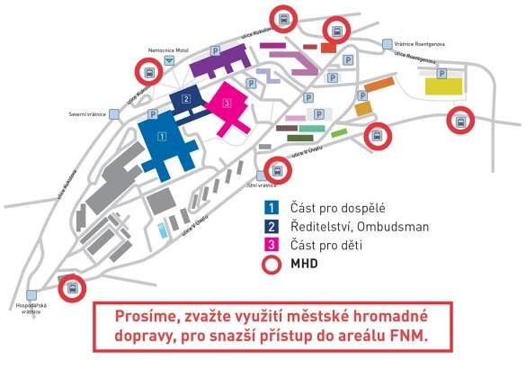 Prosíme, zvažte využití městské hromadné dopravy při cestě do FN Motol - Fakultní nemocnice v Motole