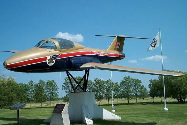 One of the prototype CL-41s on display. Note the absence of a strake on the nose. (photo: Bzuk/WikiMedia)