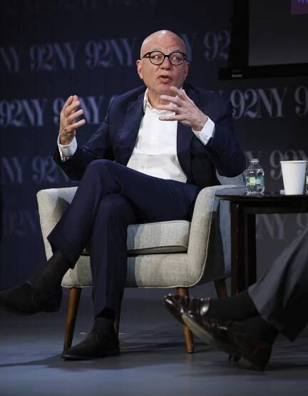 Author Michael Wolff discussing his book "All or Nothing: How Trump Recaptured America" at The 92nd Street Y on Friday, March 14, 2025, in New York.