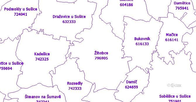 Katastrální mapa Žihobce