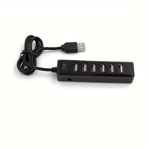 7-Port USB 2.0 Switch-Controlled Extension Adapter with 5V Operating Voltage, Compatible with Tablets and USB-Powered Devices