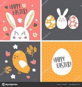 Velikonoční přání s roztomilé králíci