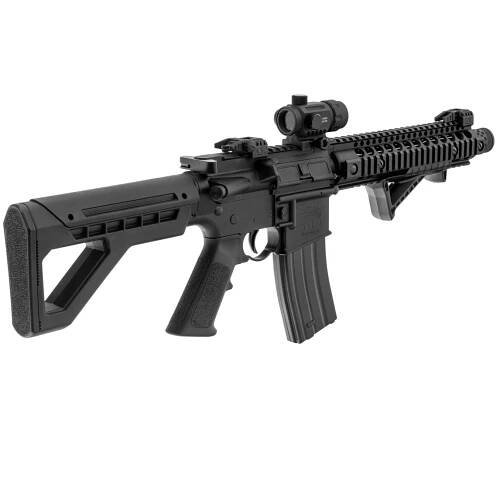 Plně automatická vzduchovka DPMS SBR Full Auto, s kolimátorem CenterPoint 1x30mm, 4,5 mm, Crossman
