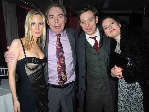 Lord Andrew Lloyd Webber with Nicholas Lloyd Webber, Charlotte Windmill, and Imogen Lloyd Webber at the press night afterparty for 'Love Never Dies'.