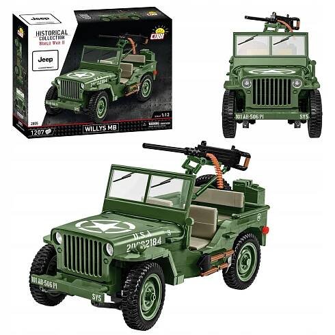 COBI 2805 World War II Americký ozbrojený terénní automobil Jeep Willys MB