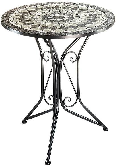 Kobolo Mosaic Table Zahradní stůl kovový - mozaiková deska - V70 cm x D60 cm - šedá
