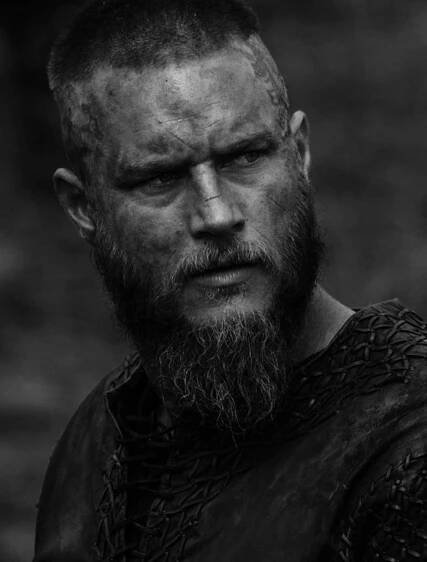 Caption: Intense Ragnar Lothbrok in 4K Resolution Wallpaper