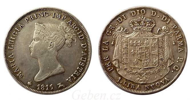 1 LIRA 1815 Maria Luigia – Vzácná