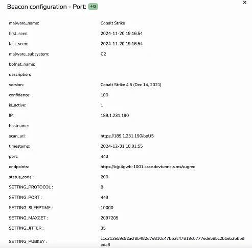 Figure 2: Snippet of beacon configuration