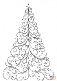Spletitý vánoční strom omalovánka | Omalovánky k Vytisknutí Zdarma