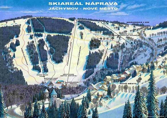 Jáchymov - Náprava - mapa sjezdovek