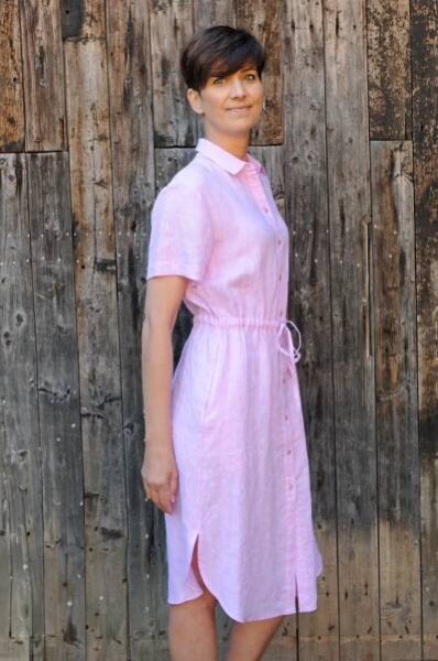 Dámské tyrkysové Lněné šaty KAROLÍNA - více barev