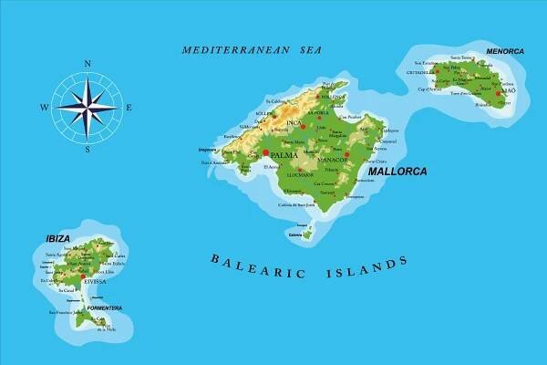 Mapa a poloha ostrova Mallorca